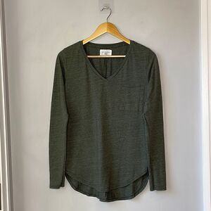 Sol Angeles Green V-Neck Long Sleeve Shirt